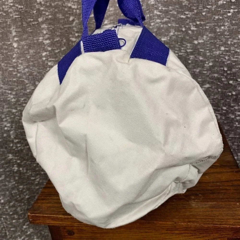 Vintage Bermuda Canvas Duffle Travel Bag Blue/White Double Handle‎